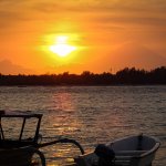 Sonnenuntergang mit Blick auf Gili T und den Gunung Batur