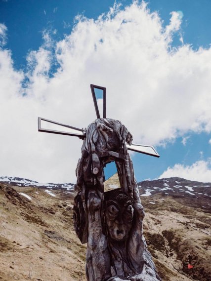 Figur auf dem Wanderung zur Sesvenna Hütte