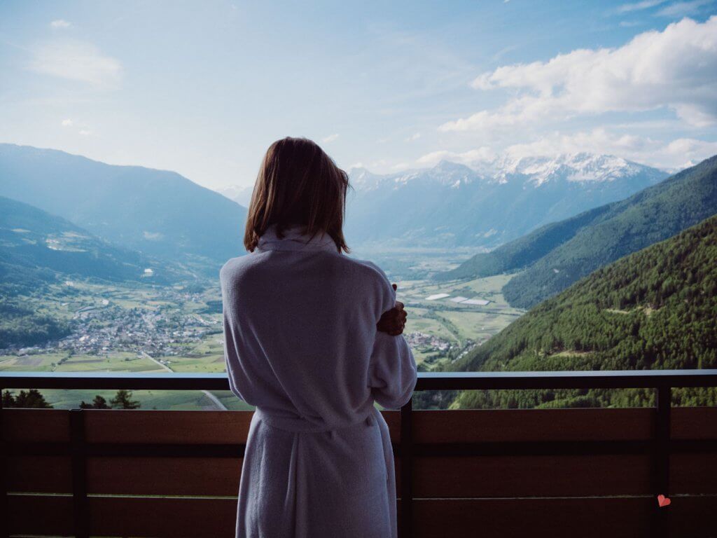 Blick vom Zimmer auf den Vinschgau im Hotel das Gerstl