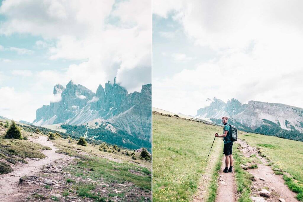  Urlaub in den Dolomiten - Wanderung Raschötz - Puez-Geisler - Blick auf Seceda