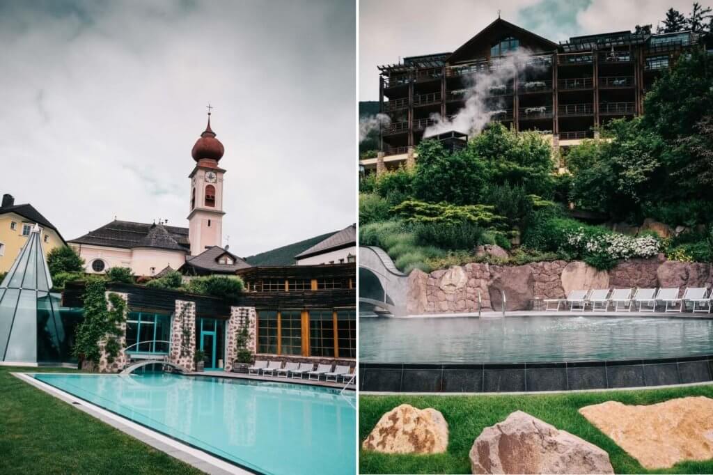 Außenpool im Adler Dolomiti St. Ulrich - Urlaub in den Dolomiten